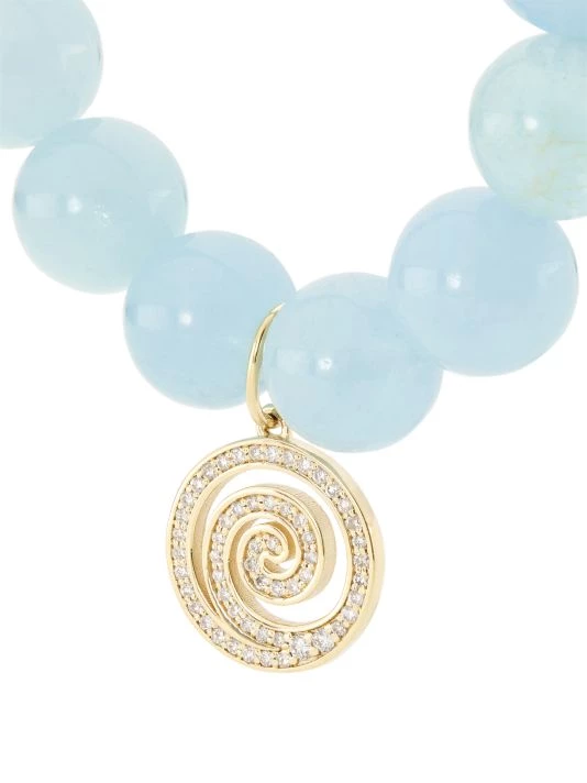 Sydney Evan 14K Yellow Gold, Aquamarine, & Diamond Beaded Bracelet 6 Sydney Evan 14K Yellow Gold, Aquamarine, & Diamond Beaded Bracelet - Image 4