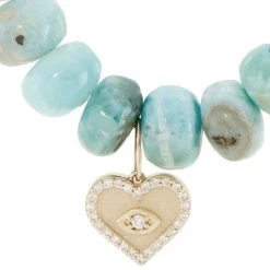 Sydney Evan 14K Yellow Gold, Larimar, & Diamond Evil-Eye Heart Charm Bracelet -Sydney Evan Online Shop unnamed file 560