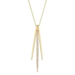 Sydney Evan 14K Yellow Gold & Diamond Triple-Needle Pendant Necklace