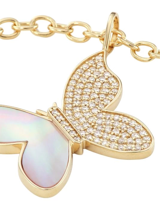 Sydney Evan 14K Yellow Gold, Mother-Of-Pearl, & Diamond Large Butterfly Pendant Necklace 6 Sydney Evan 14K Yellow Gold, Mother-Of-Pearl, & Diamond Large Butterfly Pendant Necklace - Image 4
