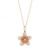 Sydney Evan 14K Yellow Gold, Diamond, & Orange Sapphire Plumeria Pendant Necklace