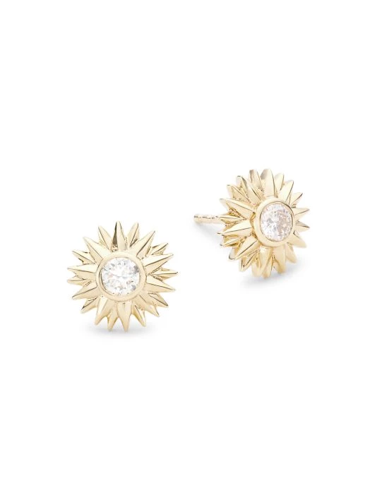 Sydney Evan 14K Yellow Gold & Diamond Sunflower Stud Earrings 3 Sydney Evan 14K Yellow Gold & Diamond Sunflower Stud Earrings