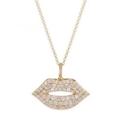 Sydney Evan 14K Yellow Gold & Pavé Diamond Lip Pendant Necklace