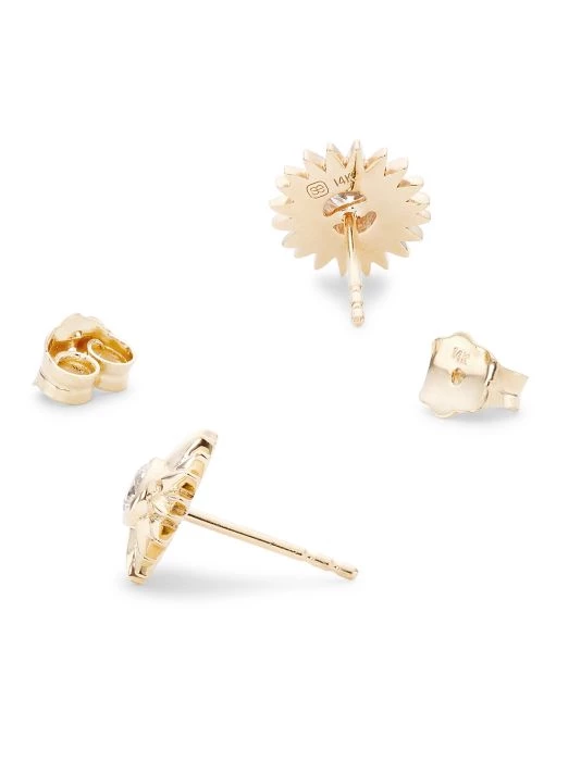 Sydney Evan 14K Yellow Gold & Diamond Sunflower Stud Earrings 5 Sydney Evan 14K Yellow Gold & Diamond Sunflower Stud Earrings - Image 3
