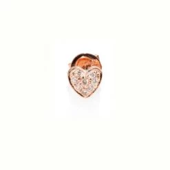 Sydney Evan Diamond & 14K Rose Gold Heart Single Stud Earring