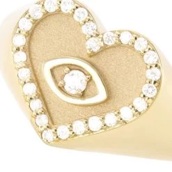 Sydney Evan 14K Yellow Gold & Diamond Evil-Eye Heart Signet Ring -Sydney Evan Online Shop unnamed file 591