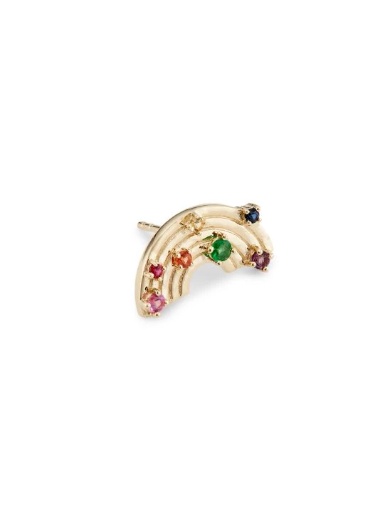 Sydney Evan Whimsical Rainbow 14K Yellow Gold & Multi-Gemstone Single Stud Earring 3 Sydney Evan Whimsical Rainbow 14K Yellow Gold & Multi-Gemstone Single Stud Earring