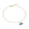 Sydney Evan 14K Yellow Gold, Enamel, & Turquoise Evil-Eye Charm Anklet