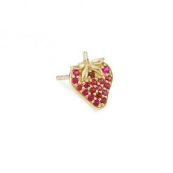 Sydney Evan 14K Yellow Gold & Pink Diamond Single Strawberry Stud Earring