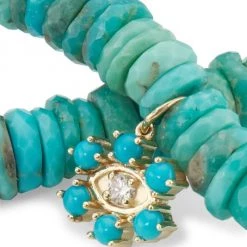 Sydney Evan Spiritual 14K Yellow Gold, Turquoise, & Diamond Evil-Eye Charm Bracelet -Sydney Evan Online Shop unnamed file 606