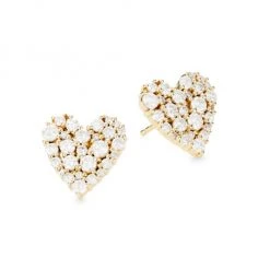 Sydney Evan 14K Yellow Gold & Diamond Cocktail Heart Stud Earrings