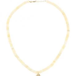 Sydney Evan 14K Yellow Gold, Opal, & Diamond Clamshell Pendant Necklace
