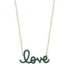 Sydney Evan 14K Yellow Gold & Emerald "Love" Pendant Necklace