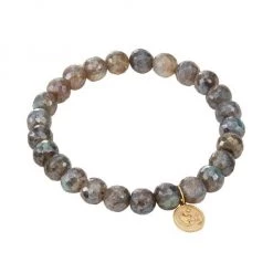 Sydney Evan 14K Yellow Gold, Mystic Labradorite, & Diamond Cupid Charm Bracelet