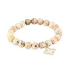 Sydney Evan Diamond, Smoky Quartz & 14K Yellow Gold Flower Beaded Stretch Bracelet