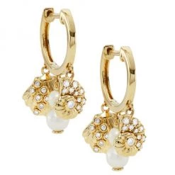 Sydney Evan 14K Yellow Gold, 3-4MM Pearl, & Diamond Huggie Hoop Earrings