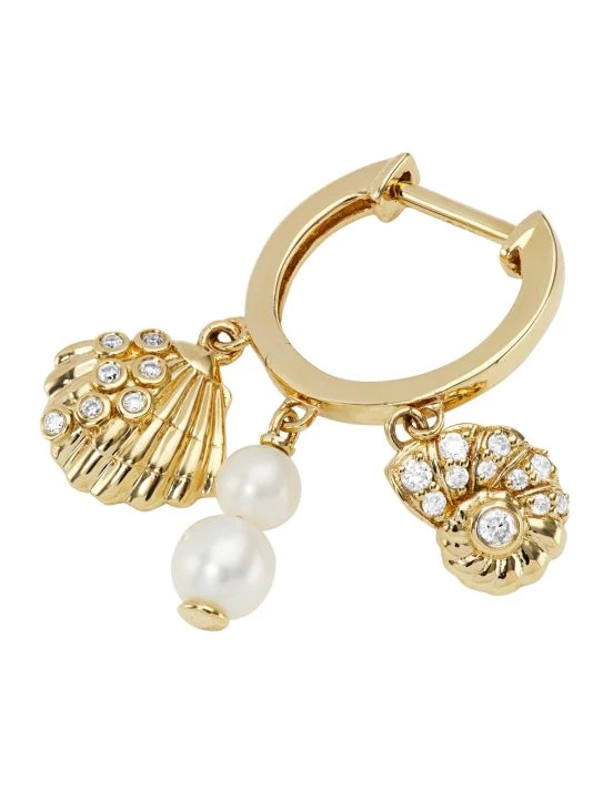 Sydney Evan 14K Yellow Gold, 3-4MM Pearl, & Diamond Huggie Hoop Earrings 6 Sydney Evan 14K Yellow Gold, 3-4MM Pearl, & Diamond Huggie Hoop Earrings - Image 4