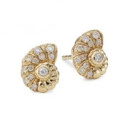 Sydney Evan 14K Yellow Gold & Diamond Nautilus-Shell Stud Earrings