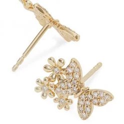 Sydney Evan 14K Yellow Gold & Diamond Butterfly & Daisy Stud Earrings -Sydney Evan Online Shop unnamed file 664