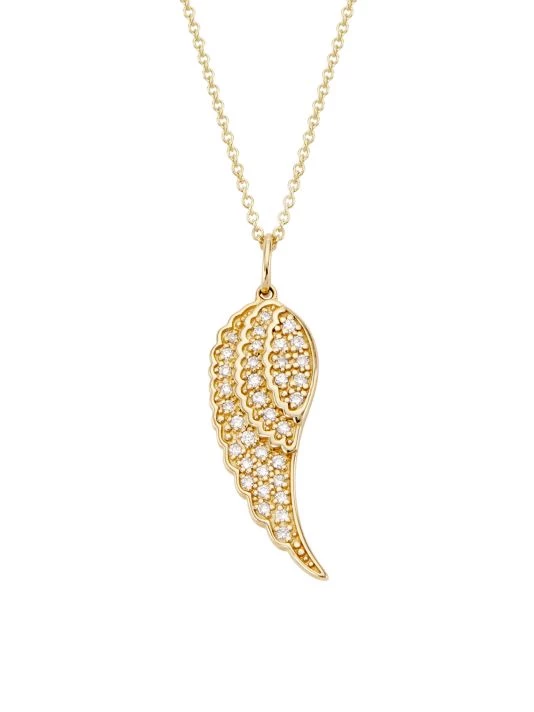Sydney Evan 14K Yellow Gold & Diamond Small Wing Pendant Necklace 3 Sydney Evan 14K Yellow Gold & Diamond Small Wing Pendant Necklace