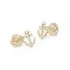 Sydney Evan Anchor Shell 14K Gold & Diamond Cluster Stud Earrings