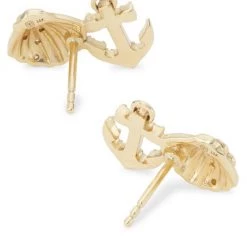 Sydney Evan Anchor Shell 14K Gold & Diamond Cluster Stud Earrings -Sydney Evan Online Shop unnamed file 683