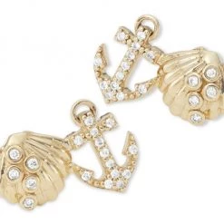 Sydney Evan Anchor Shell 14K Gold & Diamond Cluster Stud Earrings -Sydney Evan Online Shop unnamed file 684