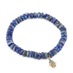 Sydney Evan Spiritual 14K Yellow Gold, Lapis Lazuli, & Multi-Gemstone Hamsa Charm Bracelet