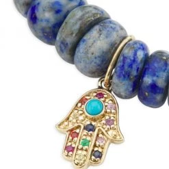 Sydney Evan Spiritual 14K Yellow Gold, Lapis Lazuli, & Multi-Gemstone Hamsa Charm Bracelet -Sydney Evan Online Shop unnamed file 695