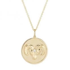 Sydney Evan 14K Yellow Gold & Diamond Large Aries Medallion Pendant Necklace