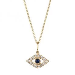 Sydney Evan 14K Gold, Diamond & Sapphire Evil Eye Pendant Necklace