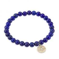 Sydney Evan 14K Yellow Gold, Lapis Lazuli, & Diamond Bee Coin Charm Bracelet