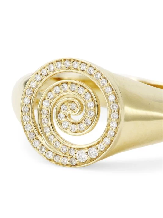 Sydney Evan 14K Yellow Gold & Diamond Spiral Signet Ring 6 Sydney Evan 14K Yellow Gold & Diamond Spiral Signet Ring - Image 4