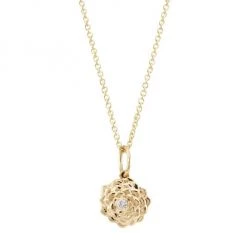 Sydney Evan 14K Yellow Gold & Diamond Small Camellia Pendant Necklace