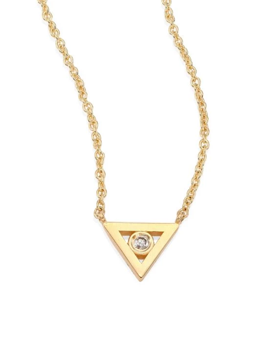 Sydney Evan Bezel Triangle Diamond & 14K Yellow Gold Pendant Necklace 3 Sydney Evan Bezel Triangle Diamond & 14K Yellow Gold Pendant Necklace