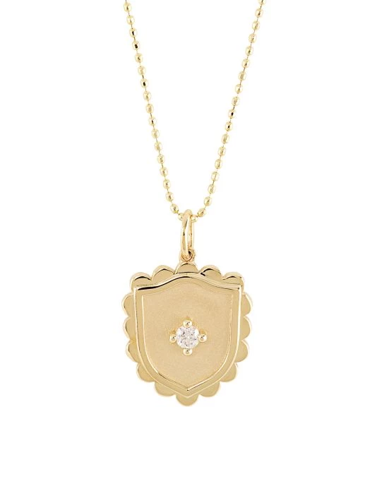 Sydney Evan 14K Yellow Gold & Diamond Shield Pendant Necklace 3 Sydney Evan 14K Yellow Gold & Diamond Shield Pendant Necklace
