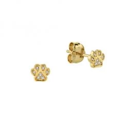 Sydney Evan 14K Yellow Gold & Diamond Mini Paw Stud Earring