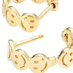 Sydney Evan Happy Face 14K Yellow Gold Huggie Earrings -Sydney Evan Online Shop unnamed file 764