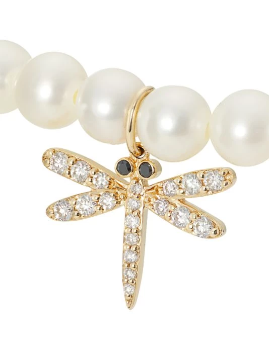Sydney Evan 14K Yellow Gold, Freshwater Pearl, & Diamond Dragonfly Charm Bracelet 6 Sydney Evan 14K Yellow Gold, Freshwater Pearl, & Diamond Dragonfly Charm Bracelet - Image 4