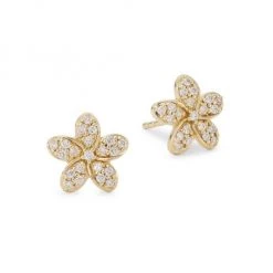 Sydney Evan 14K Yellow Gold & Diamond Plumeria Stud Earrings