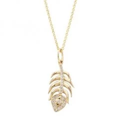 Sydney Evan 14K Yellow Gold & Diamond Peacock-Feather Pendant Necklace