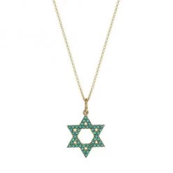 Sydney Evan 14K Yellow Gold & Turquoise Star Of David Charm Necklace
