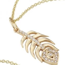 Sydney Evan 14K Yellow Gold & Diamond Peacock-Feather Pendant Necklace -Sydney Evan Online Shop unnamed file 800