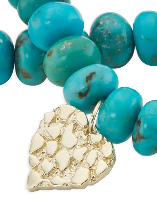 Sydney Evan Pure 14K Yellow Gold & Turquoise Nugget Heart Charm Bracelet 6 Sydney Evan Pure 14K Yellow Gold & Turquoise Nugget Heart Charm Bracelet - Image 4