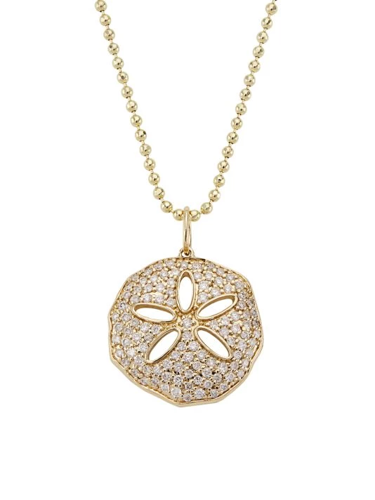 Sydney Evan 14K Yellow Gold & Diamond Large Sand-Dollar Pendant Necklace 3 Sydney Evan 14K Yellow Gold & Diamond Large Sand-Dollar Pendant Necklace
