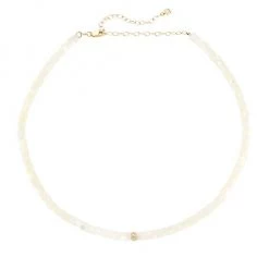 Sydney Evan 14K Yellow Gold, Mother-Of-Pearl, & Diamond Heishi Bead Choker