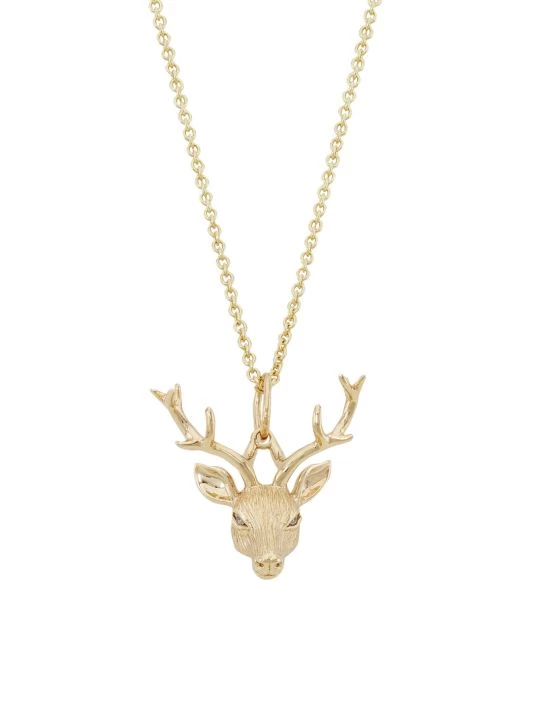 Sydney Evan 14K Yellow Gold & Diamond Deer Pendant Necklace 3 Sydney Evan 14K Yellow Gold & Diamond Deer Pendant Necklace
