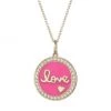 Sydney Evan Diamond, Pink Enamel & 14K Yellow Gold Love Medallion Pendant Necklace