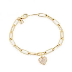 Sydney Evan 14K Yellow Gold & Diamond Heart Charm Bracelet