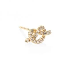 Sydney Evan Love Knot Diamond & 14K Yellow Gold Single Stud Earring